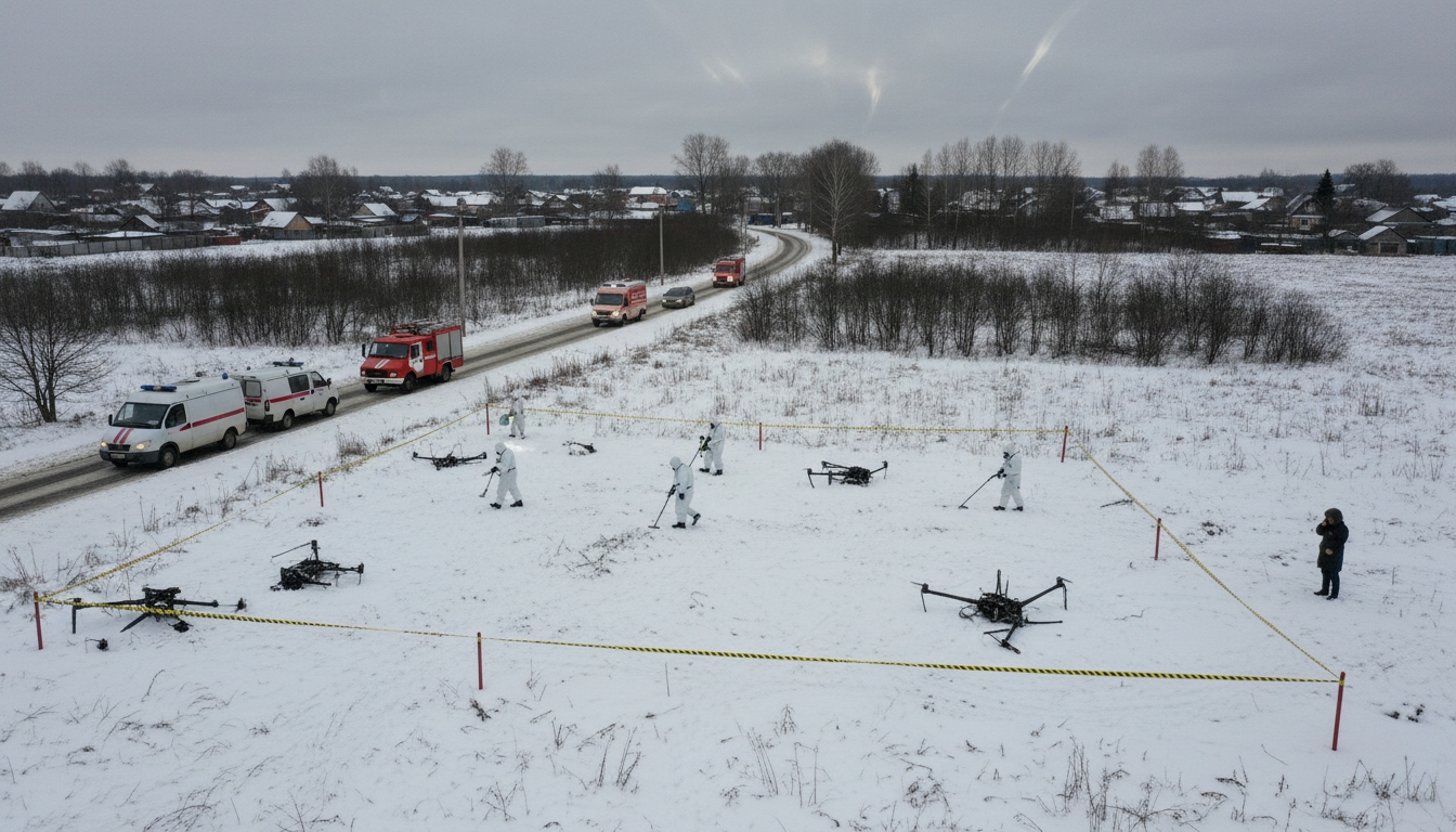 В Киришах ищут обломки сбитых дронов — жителям запретили трогать находки Сгенерировано