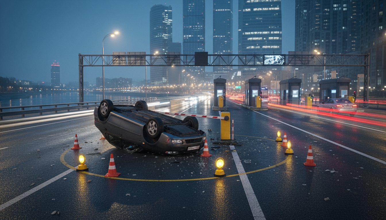 Пьяный водитель перевернул каршеринг на ЗСД Сгенерировано