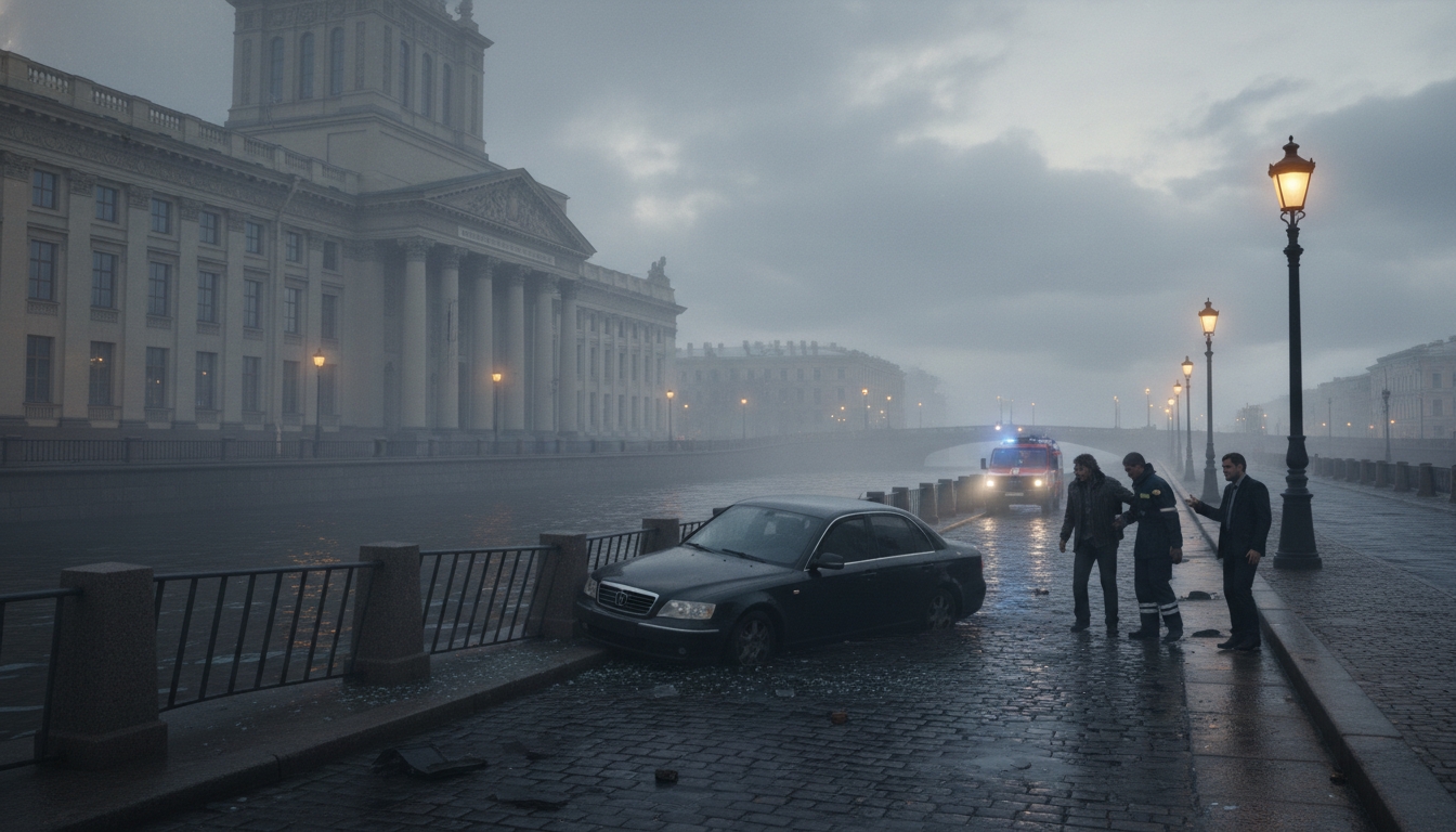 Автомобиль вылетел в реку на Васильевском острове: один погибший Сгенерировано