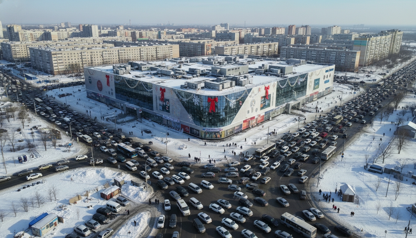 Открытие ТЦ "Голливуд" вызвало транспортный коллапс на Пионерской Сгенерировано