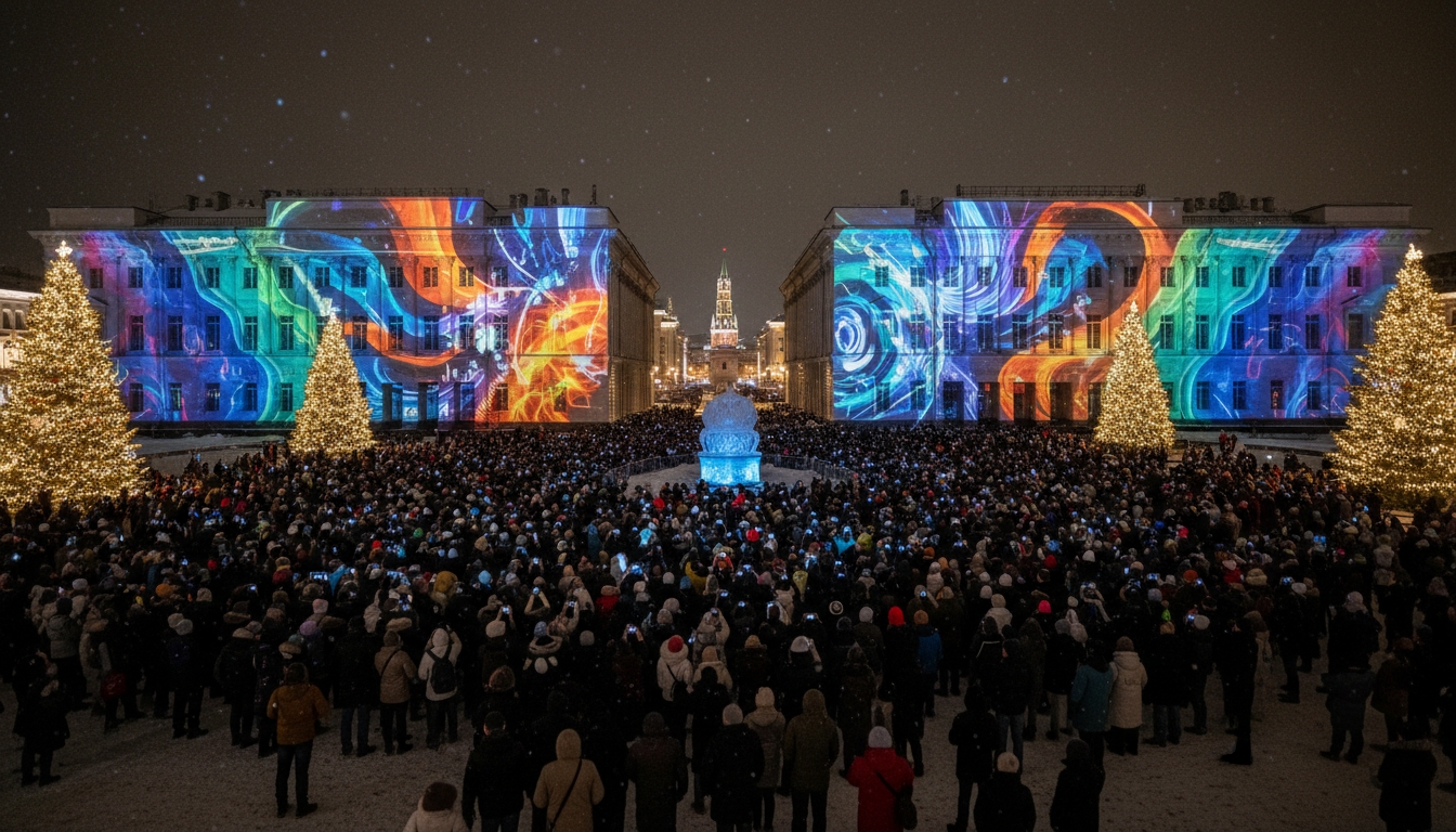 На Дворцовой площади прошло масштабное световое шоу Сгенерировано