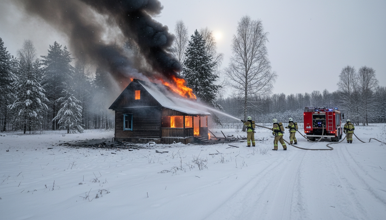 Пожилая пара погибла при пожаре на даче под Гатчиной Сгенерировано