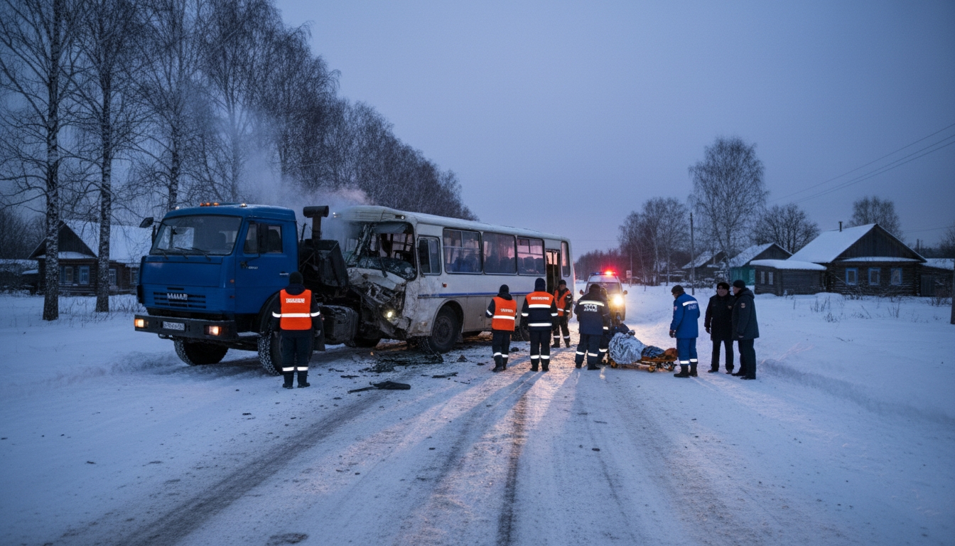 Пять пострадавших в ДТП с автобусом в Ленинградской области Сгенерировано