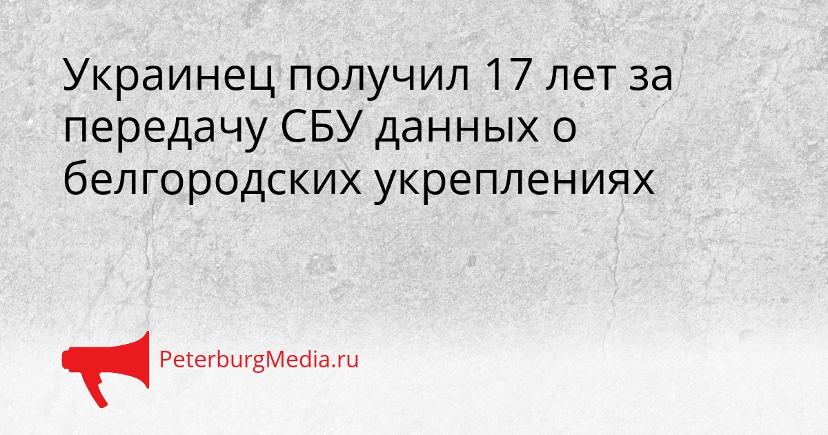 Украинец получил 17 лет за передачу СБУ данных о белгородских укреплениях Сгенерировано