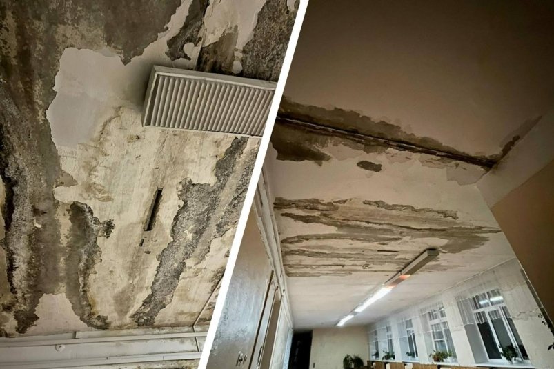 Потолок в школе №58 тг-канал (18+) "Инцидент Омск"