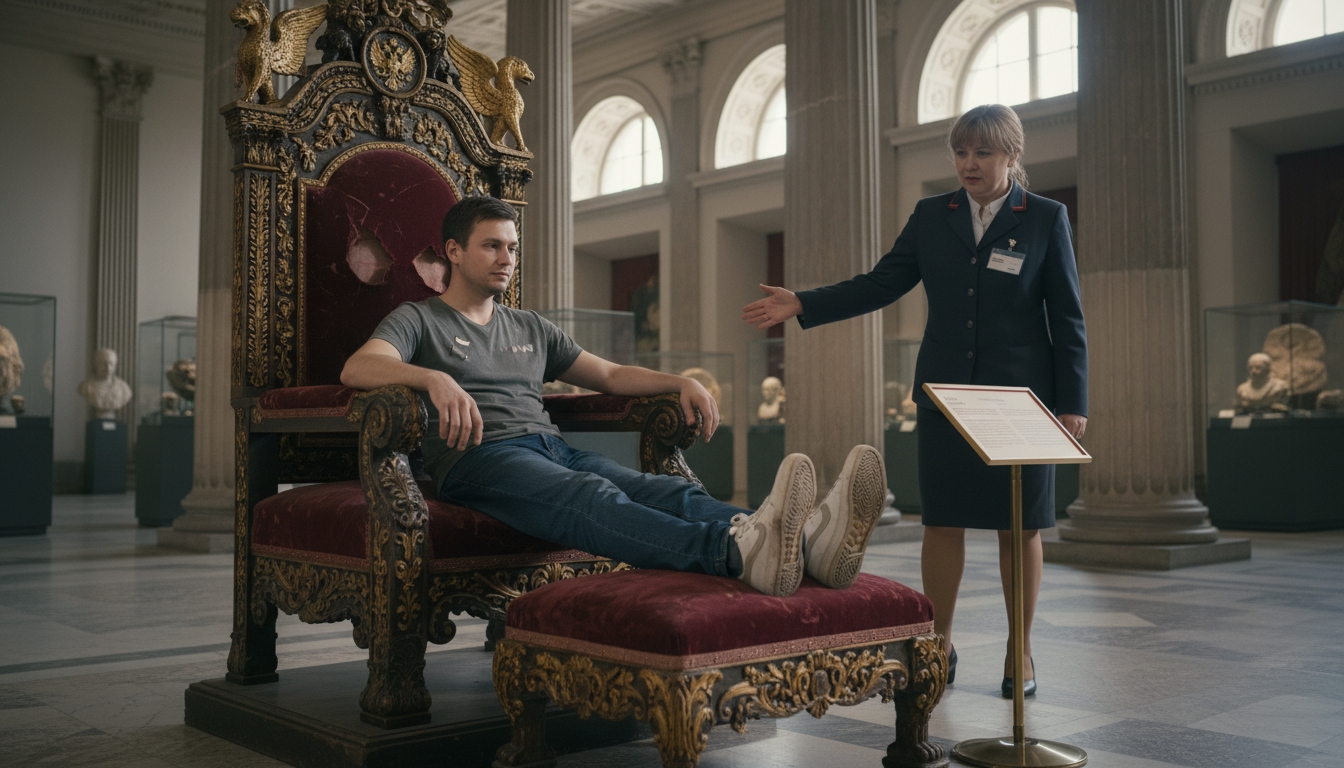 Петербургжец получил штраф за сидение на троне Павла I Сгенерировано