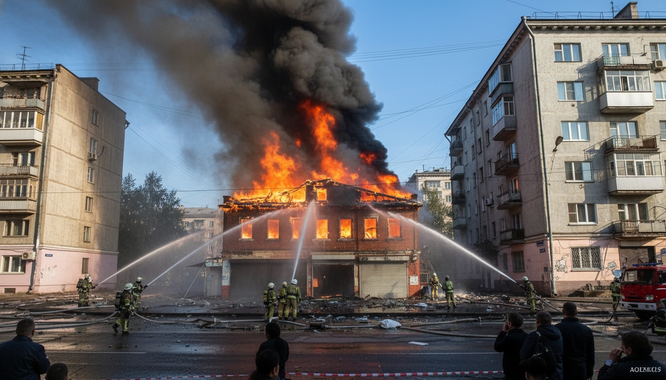 Пожар на Правобережном рынке вырос до 200 кв.м Сгенерировано