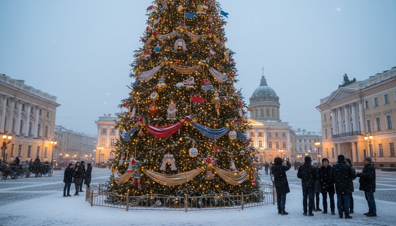 Главную ёлку Петербурга украсят к воскресенью Сгенерировано