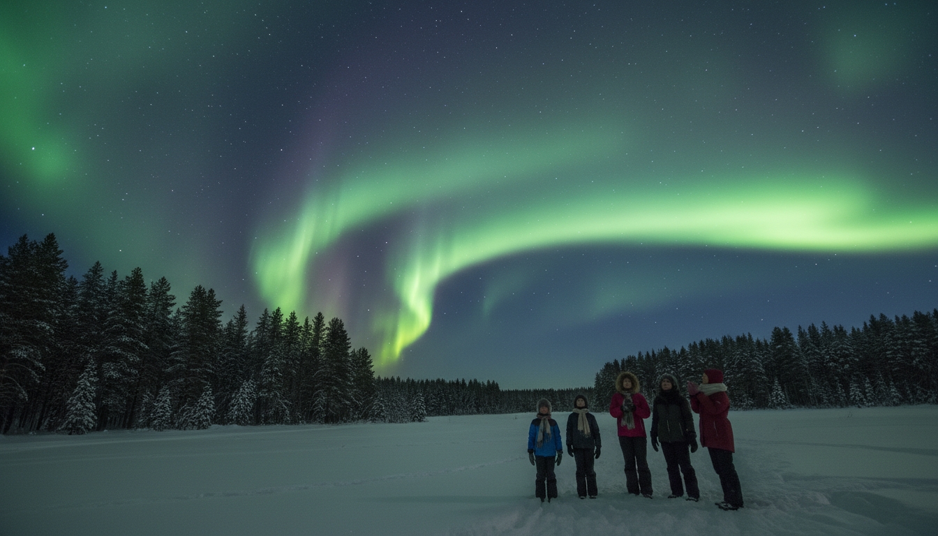 Северное сияние засветило небо над Ленобластью Сгенерировано