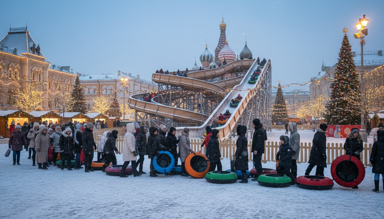 На главной площади города открылась бесплатная горка Сгенерировано